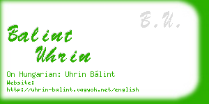 balint uhrin business card